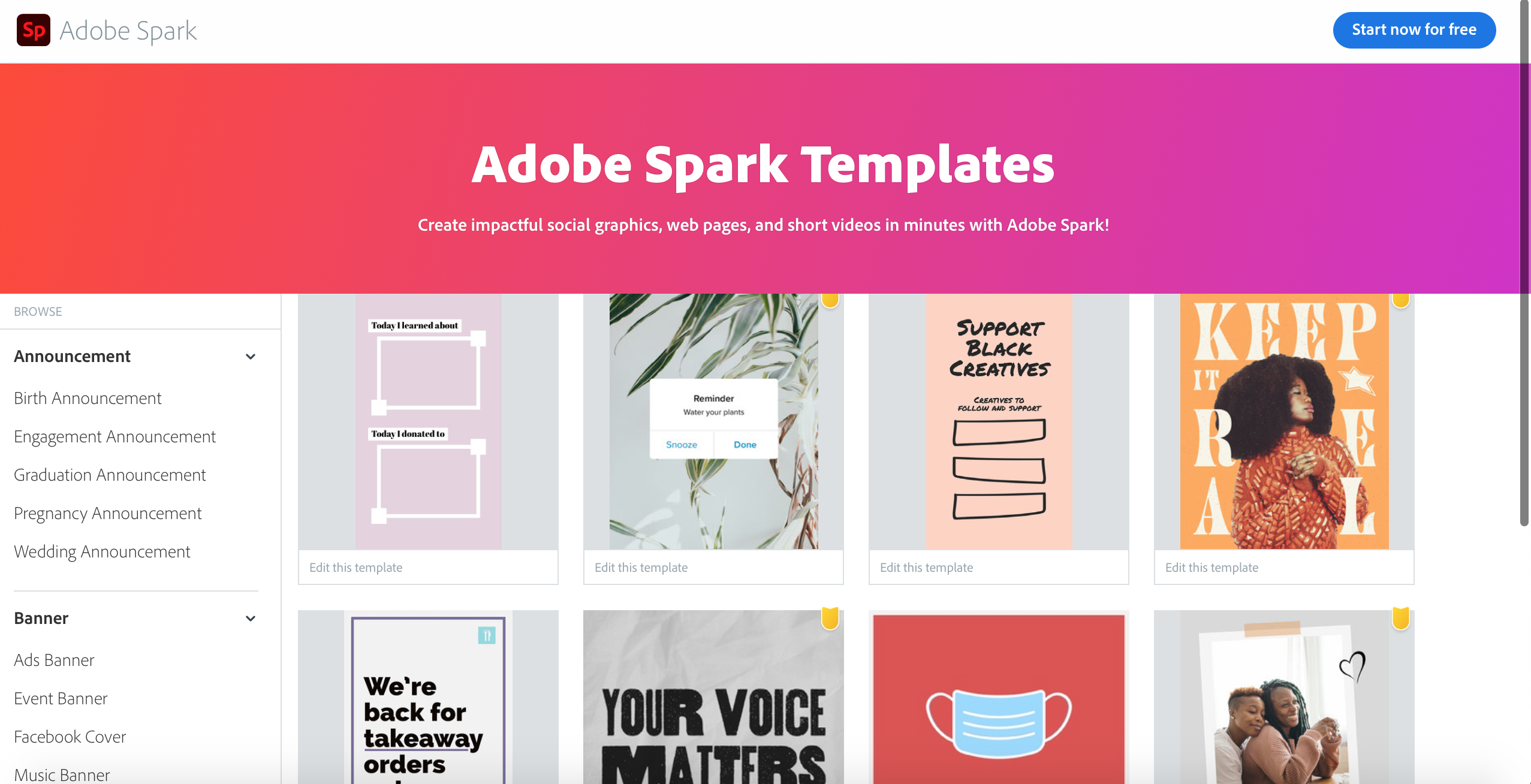 Adobe Spark Templates