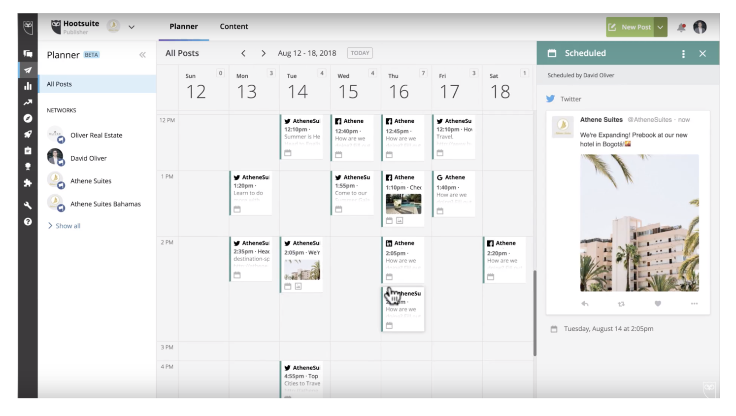 Hootsuite scheduling calendar